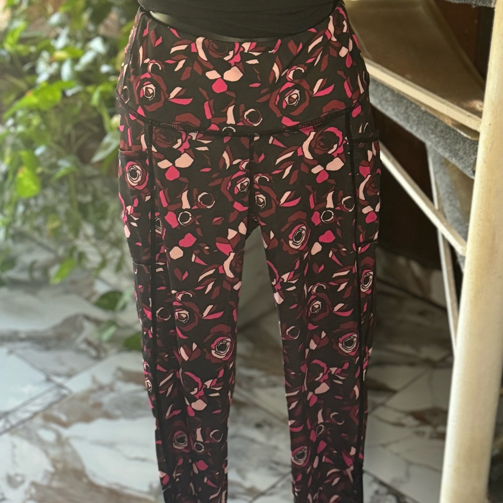 Floral Black and Pink Leggings